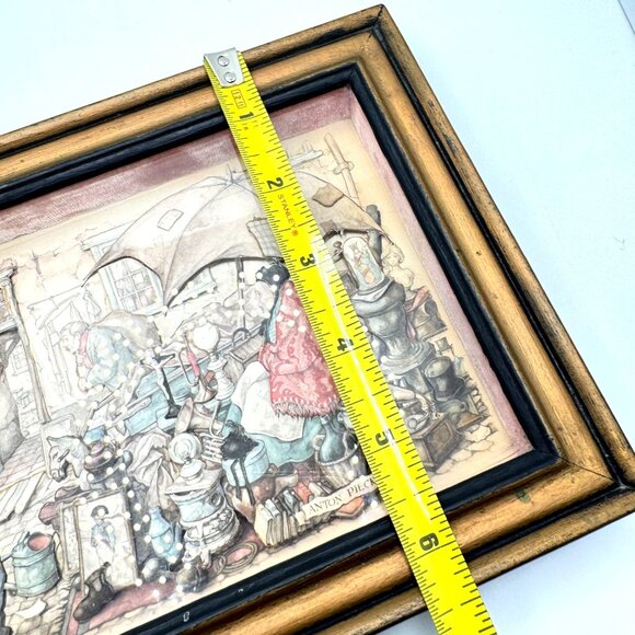 1966 Anton Pieck 3D Shadow Box Diorama "Flea Market" Framed Art Vintage - Picture 2 of 13